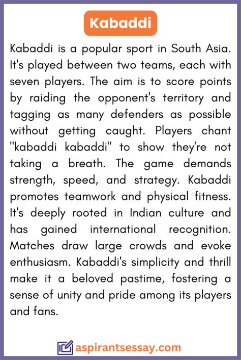 Paragraph on Kabaddi in English (100, 150, 200, 250 Words)