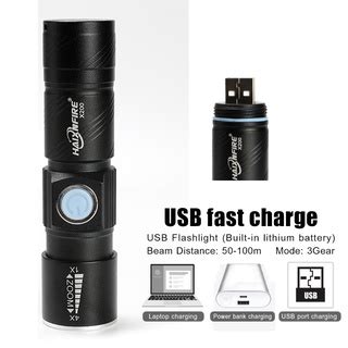 HAIXNFIRE X200 3 Mode Mini Rechargeable USB LED Flashlight Floodlight ...