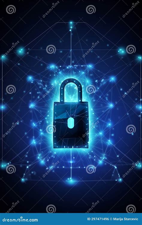 Cyber Security Concept Lock Symbol From Lines And Triangles Point