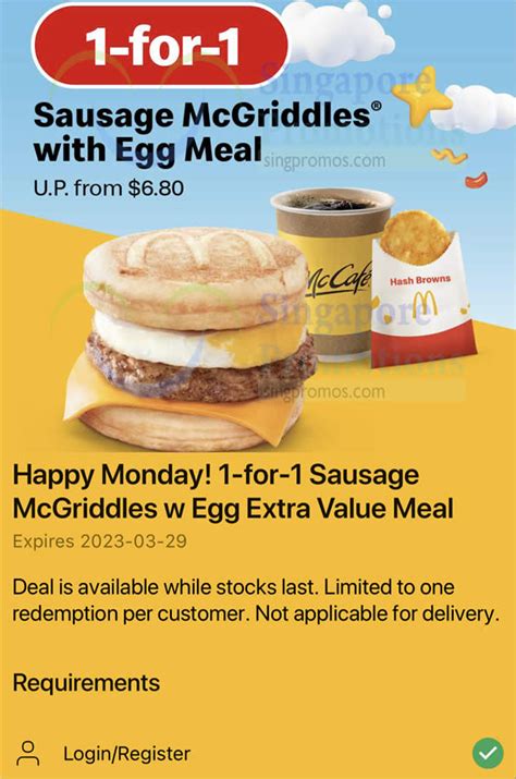 Lobang: McDonald’s 1-for-1 Sausage McGriddles® With Egg Meal Deal From ...