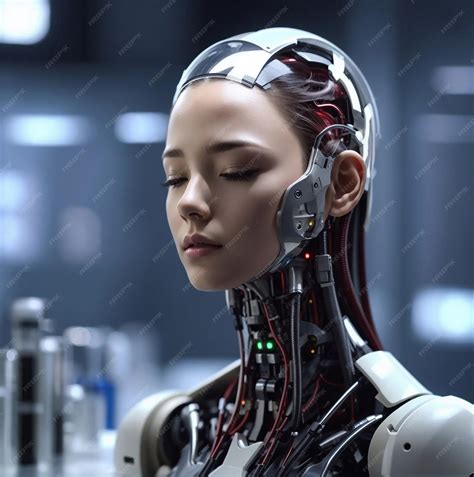 Premium AI Image | Female android robot portrait