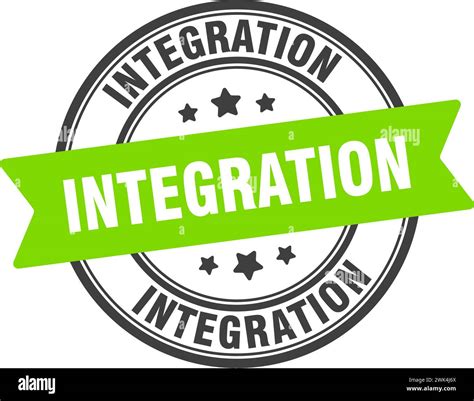 integration stamp. integration round sign. label on transparent ...