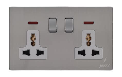 Allure Steel 2 Gang 1 Way Universal 2 Switch Sockets