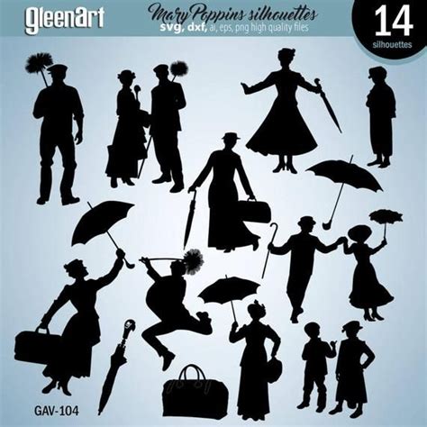 Mary Poppins clipart numérique Silhouettes Mary Poppins Clip art