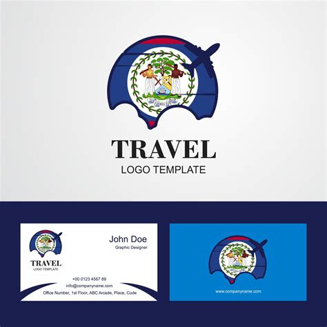 Travel Belize Flag Logo and Visiting Card Design 14042045 Vector Art at ...