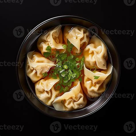 AI Generated Wonton Soup Closeup Isolated On White Background 39033043