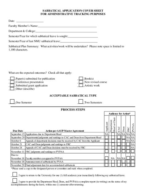 Fillable Online Sabbatical Application Cover Sheet Fax Email Print