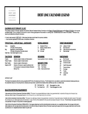 Fillable Online Debt Line Calendar Legend Fax Email Print Pdffiller