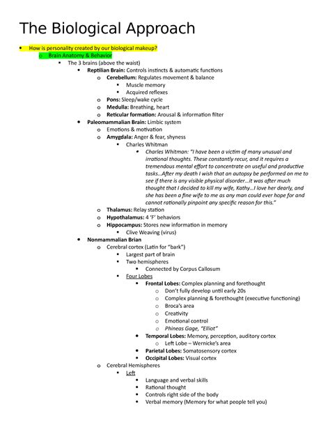 Biological Approach Lecture Notes 8 The Biological Approach How Is