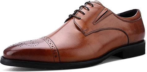 Zapatos de Oxford de los Hombres Cuero marrón Lace Up Derby Shoes