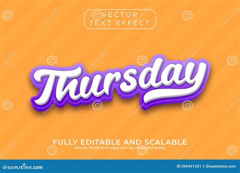 3d Vector Text Effect Thursday Text Effect Editable 3d Text Effect