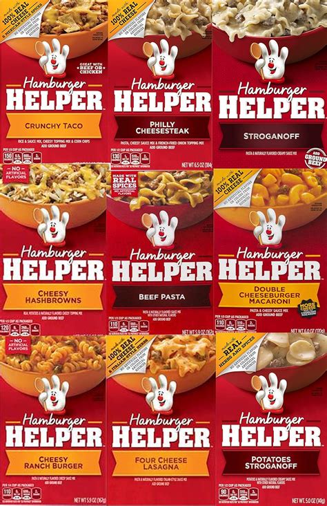 Hamburger Helper Variety Pack Of 9 Crunchy Taco Philly Cheesesteak Stroganoff