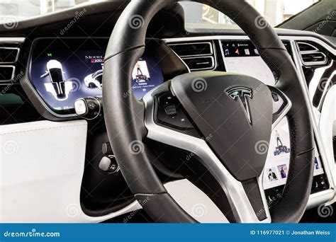 Chicago - Circa May 2018: Showroom Tesla Model X. Tesla Designs and ...