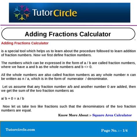 Adding Fractions Calculator by tutorcircle team - Issuu