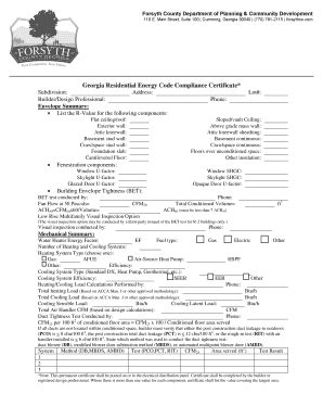 Georgia Energy Code Compliance Certificate Fill And Sign Printable