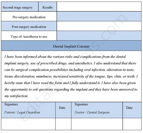 Dental Implant Consent Form Editable PDF Forms