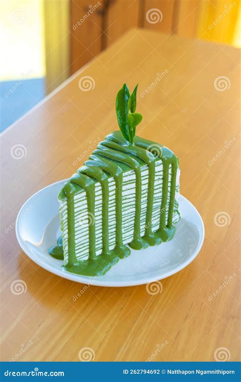 Matcha Green Tea Crepe Cake Stock Photo Image Of Dish Food