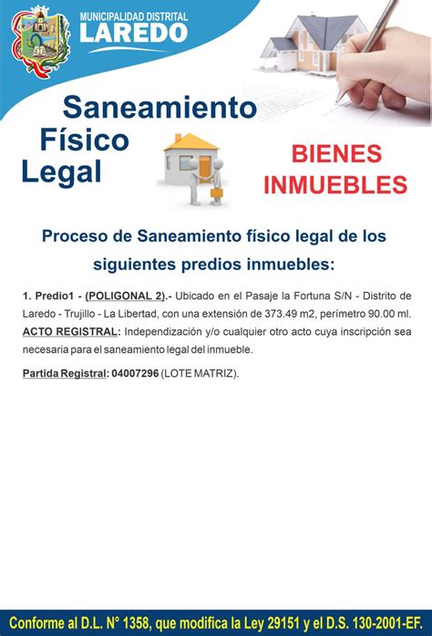 Saneamiento Fisico Legal Municipalidad Distrital De Laredo