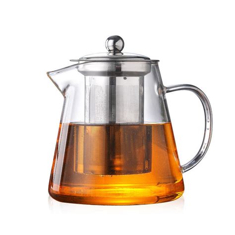 Heat Resistant Clear Glass Teapot With Stainless Steel Strainer Durable