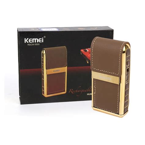 KEMEI KM-5500 мини электробритва в кожаном корпусе перезаряжаемая ...
