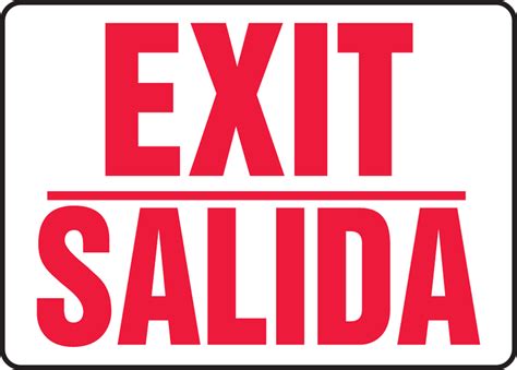 Exit Salida Bilingual Safety Sign Sbmext906m