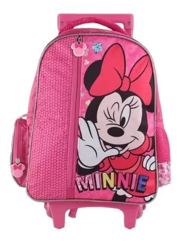 Mochila Escolar Con Ruedas Minnie Lentejuelas Original Cuotas Sin Inter S