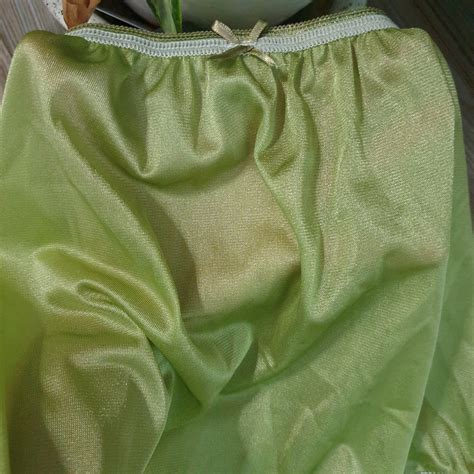 Vintage Silky Nylon Panties Olive Green Bikini Granny Gem