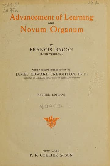 Advancement Of Learning And Novum Organum Bacon Francis