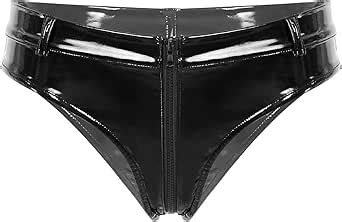 Lorilida Women Shiny Latex Liquid Wet Look Zipper Crotch Hot Pants