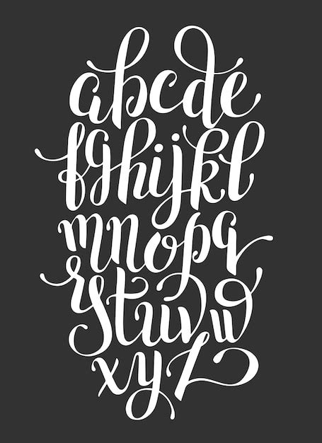 Conception D Alphabet De Lettrage La Main Noir Et Blanc Script De