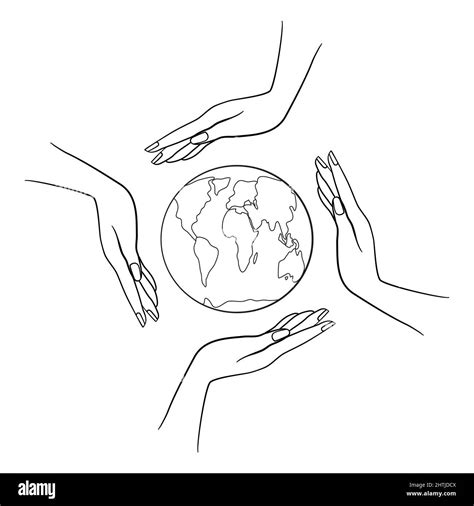 Vector Illustration Hands Close The Planet From Pollution Save The