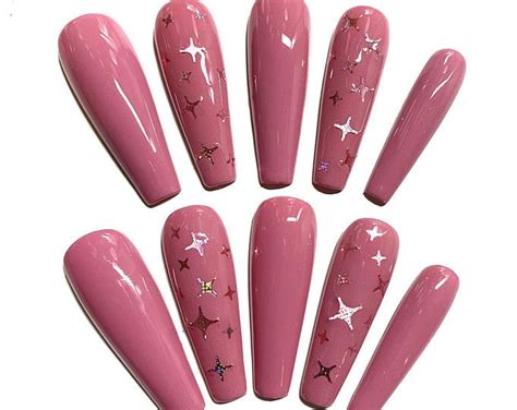 Coffin Press On Nails Nude Butterfly Etsy Coffin Press On Nails How To Do Nails Press On Nails