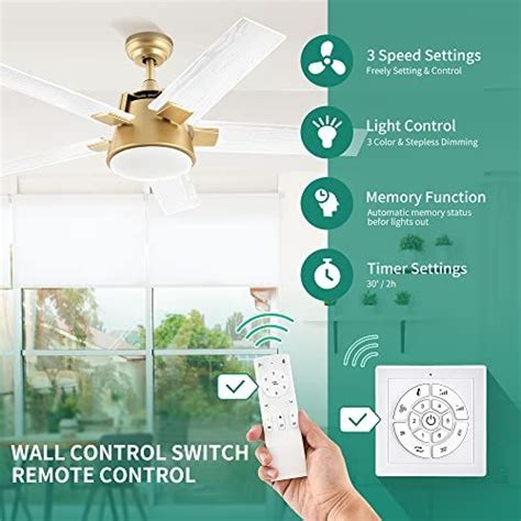 YITAHOME Ceiling Fan With Light And Wall Switch Remote 52 Inch Modern