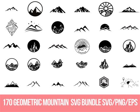 Mountain Svg Bundle Hand Drawn Geometric Mountain Svg Etsy