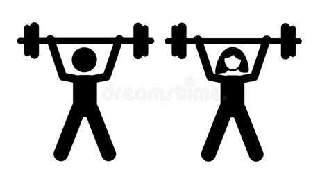 Vector Simple Conjunto Pegatinas Hombre Mujer Barbell Ejercicio