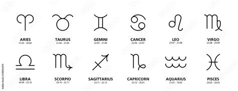 Set Of Astrological Zodiac Symbols Horoscope Zodiac Signs Stock Vector