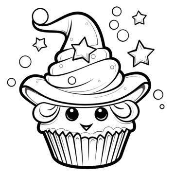 Witch Cartoon Halloween Cupcake Coloring Halloween Clipart Cupcake