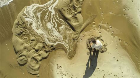 Arte De Uma Pessoa Na Praia Arenosa Por Oceano Capturada Em Uma