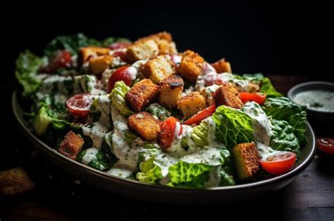 Premium Photo Gourmet Caesar Salad Indulgence