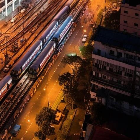 Premium AI Image | aerial view of howrah railway station at night in ...