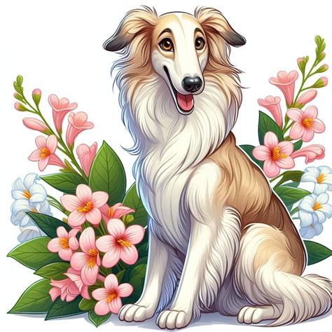 Premium Vector Borzoi Dog Vector Cartoon Illustration