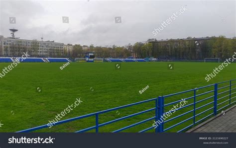 Standardsized Football Field Natural Grass Surface Stock Photo ...