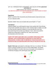 Solar System Lab Kepler S Laws V Docx Ast Introductory