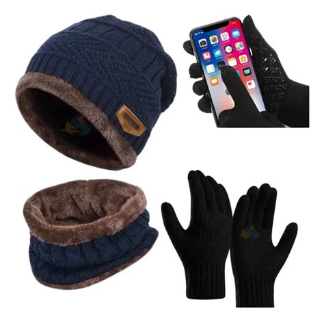 Kit Frio Touca Gorro Luva Touch Celular E Cachecol Macio Parcelamento