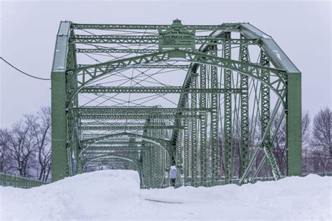 Historic And Restored Bridge After Major Snowstorm Binghamton New