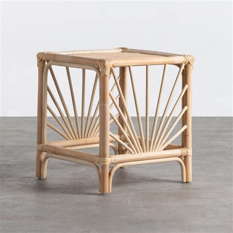 Table d Appoint Carrée en Rotin Naturel 40x40 cm Klaipe themasie