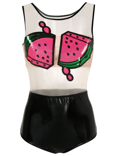 Brigitte Sequinned Watermelon Print Swimsuit Farfetch