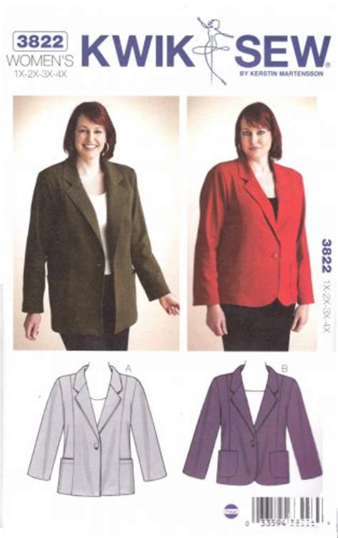 Kwik Sew Sewing Pattern 3822 M3822 Women S Plus Sizes 1X 4X Knit Button