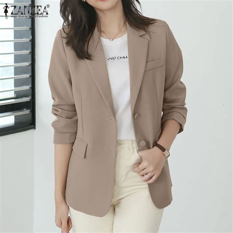 Zanzea Womens Formal Long Sleeve Blazer Jacket Plain Ol Office Business