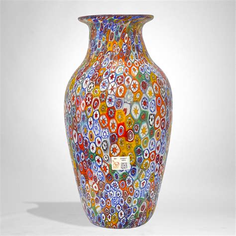 Murrine E Foglia Oro Vaso Moderno Maxi LAMURANOGLASS